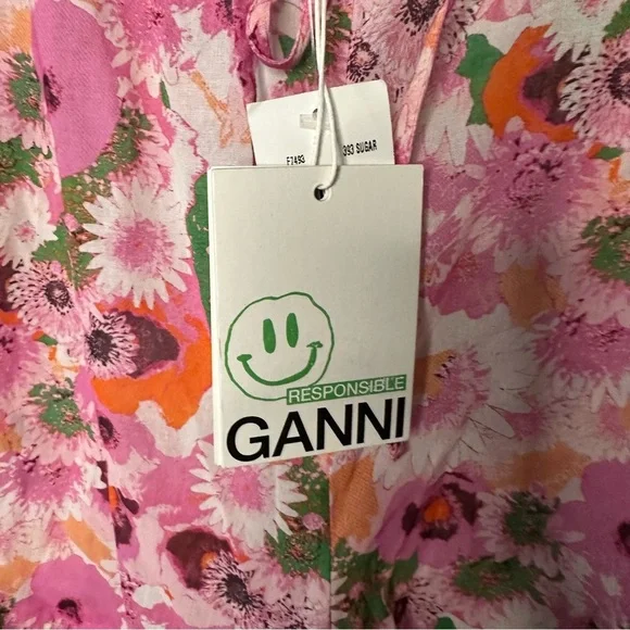 NWT GANNI 100% Organic Cotton Ruffle Shorts in Sugar Plum Size 40 / Size… - Picture 9 of 10